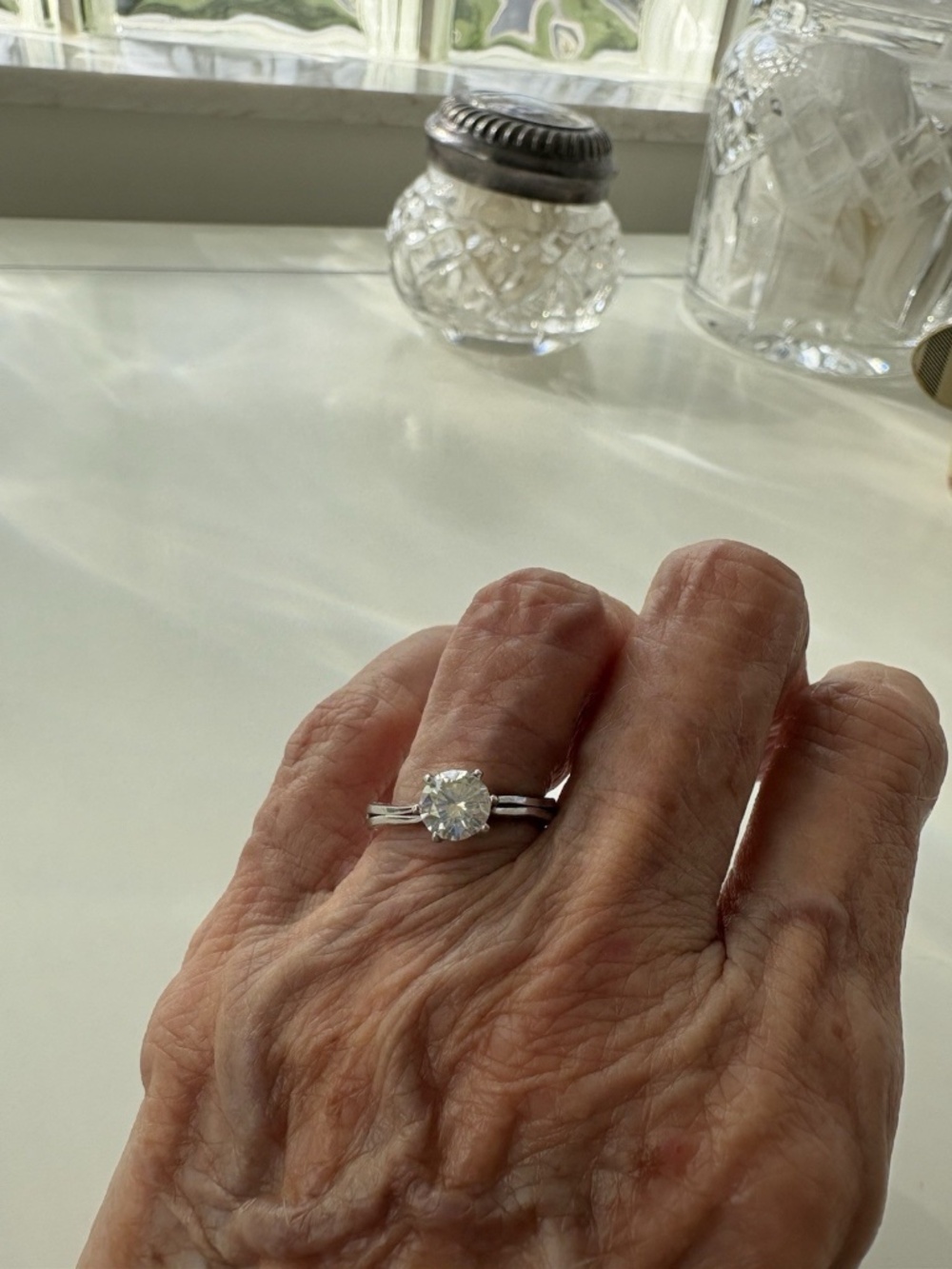 1.05 Carat Moissanite in a Sterling Silver Setting - Near Flawless Lots of Fire!